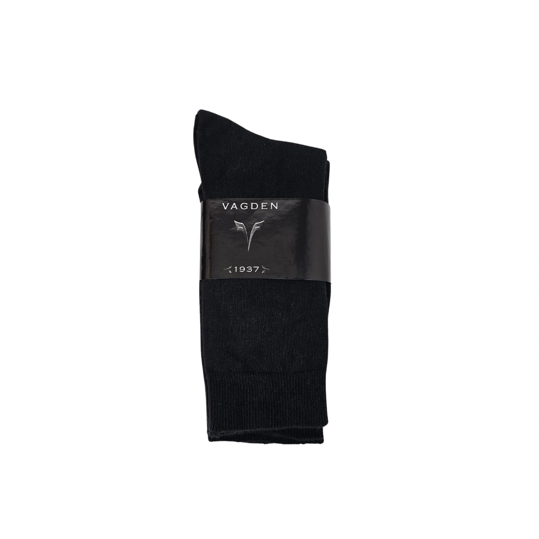2 PAIR Vagden 80% Cotton Black Dress Socks (CLEARANCE)